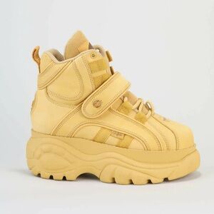 NEW Buffalo London Classic High Top Sneakers in Nubuck Beige 38